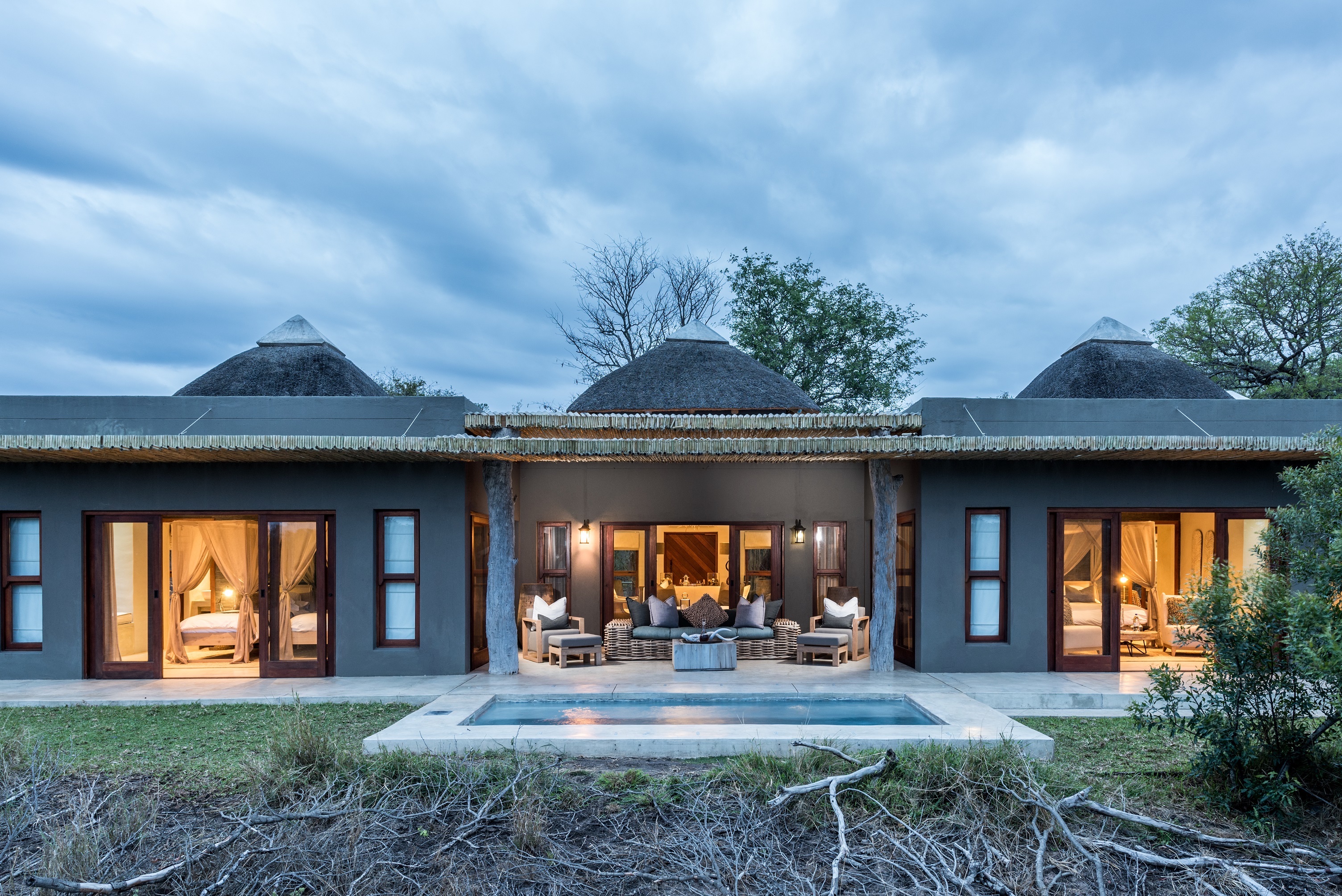 <p>The villas at Sabi Sabi Bush Lodge are designed with a focus on luxury and comfort while also incorporating elements of the surrounding natural environment. The villas feature thatched roofs, wooden decks, and large windows that offer panoramic views of the bushveld. The villas are spaced apart from each other, providing guests with a sense of privacy and seclusion.</p>